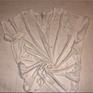 LANE BRYANT Lemon Graphic Tee / Ruched Side